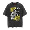 Camiseta de manga corta para hombre de la Costa Oeste con estampado de kung fu, boxeo, holgado, desgastado y estilo batik vintage de verano