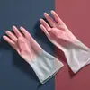 Luvas transparentes brancas de duas cores luvas para lavar louça feminina cozinha fada látex lavar roupas à prova d'água plástico borracha tarefas domésticas lavar louça