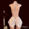 Comercio Exterior de Amazon Lencería Erótica Seductora Sin Quitarse Sexy de Encaje Sin Tirantes Una Pieza Abertura en la Entrepierna Camisón para Mujer Etiquetado Transfronterizo