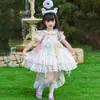 Vestido Princesa Lolita de Lantejoulas Arco-Íris para Meninas Conjunto de Roupa para Performance de Verão com Asas de Fada e Vestido de Base