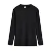 Camiseta de manga longa lisa para outono e inverno para homens, nova marca da moda com gola redonda, manga longa, camada interna, veludo alemão dupla face, camiseta básica confortável