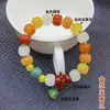Pulsera de Calabaza de Jade Seda Dorada, Pulsera de Loto de Jade, Adornos Colgantes para Coche de Mano para Hombres y Mujeres, Colgante de Loto