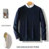 Tricô Masculino 100% Lã com Padrão de Losango Grande de Sete Pontos, Gola Redonda, Outono e Inverno Retrô Tricô Grosso Trançado Tridimensional Solto para Homens