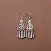 Novos Brincos de Tendência Nacional Estilo Chinês Estilo Antigo para Mulheres, Brincos Longos com Franja de Prata Xizang Estilo Palácio Retro, Joias para Orelha Estilo Étnico