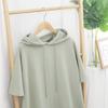 Camiseta de Color Sólido Simple Estilo Coreano de Verano con Cordón Sudadera con Capucha para Mujer de Verano Manga Corta Holgada Dividida 100.00kg Campus Versátil