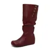 Botas de mujer de tacón alto con punta redonda, estilo europeo y americano, con puños, botas de moda talla grande, stock de venta rápida transfronteriza 15-16