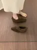 Zapatos de algodón retro franceses de nicho con punta fina, slip-on con plataforma interior para el calor de otoño e invierno y forro polar, estilo Birkenstock para mujer