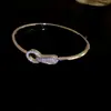 Pulseira Oca de Zircônia Banhada a Ouro Real, Elegante, Requintada, Criativa e Versátil Joia de Mão, Joia de Mão de Luxo Leve e de Alta Qualidade Atacado