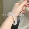 Pulsera de calcedonia blanca luna alta transparencia, forma redonda gelatina de lichi, blanca y translúcida, pulsera de jade estilo chino nuevo