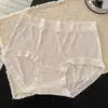 7339 Otoño Temprano Color Suave de Leche Té Suave Acanalado Piel Suave Ropa Interior para Mujer Talla Grande Cintura Media-Alta Entrepierna de Algodón Puro 10A
