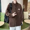 Camisa Chaqueta de Otoño para Hombre de Nicho Estilo Hong Kong Versátil para Hombre Sensación Clásica Diseño Holgado Camisa de Pana Retro Delgada