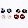 Pendientes de botón con personalidad de estrella de mar, estilo bohemio coreano, de metal, con flores dulces y ricas, a la moda