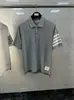 Conjunto Esportivo Casual Tb Classic de Algodão Piquet Tingido em Fio com Quatro Listras, Conjunto Casual Versátil para Homens e Mulheres