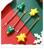 Tenedores de Fruta Navideños de Acero Inoxidable, Lindo Diseño de Dibujos Animados para Fiesta Navideña, Cumpleaños de Niños, Mesa de Postres, Aperitivo, Cena de Navidad, Reunión Familiar, Uso en Cocina Doméstica