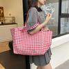 Bolsa de Lona Xadrez Estilo College para Mulheres 2026 Nova Tendência Moda Estilo Coreano Bolsa Tote Versátil de Grande Capacidade Saco Balde