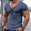 Camiseta de verano para hombre de Amazon, de cuello en V, a juego de colores, de manga corta, para adolescentes, corte ajustado, deportiva, para fitness, top para hombre