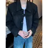 Chaqueta de mezclilla vintage lavada transfronteriza para hombre, abrigo corto de corte holgado para primavera y otoño, top versátil de moda estilo coreano con cuello de solapa
