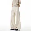 Calça de terno masculina ampla, calça de perna larga solta plissada de perna reta comprida, calça casual business casual