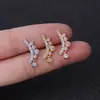 Aço Inoxidável 316L 0.8*6mm Pingente de Laço Tarraxa de Zircônia Stud para Osso da Orelha Joia de Piercing