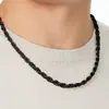 Colares Transfronteiriços Mais Vendidos Não Desbotam Facilmente Masculinos e Femininos Aço Inoxidável Aço Titânio Corrente Grossa de Cânhamo Ouro 18 Ouro