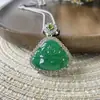 Colgante de Calcedonia Verde Imitación de Alta Calidad, Collar con Colgante de Paz Verde Jade, Elegante Accesorio para Mujer, Collar Incrustado