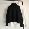 Suéter Pullover Suelto Estilo Perezoso Sweater de Influencer Cuello Alto Fresco Dulce Manga Larga Camisa Base Blanca Corta para Mujer Otoño Invierno