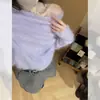 Precioso y Deslumbrantemente Atractivo, Suave Estilo de Punto de Un Hombro con Mangas Largas para Mujer, Top Holgado y Adelgazante Hombro Descubierto para Otoño e Invierno