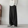 Calças Casuais Personalizadas/Wide Leg para Homens, Caimento Reto Drapeado, Respiráveis, High-End, Modelagem Solta Longa, Tendência Outono Estilo Coreano