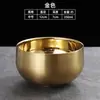 Cuenco de arroz vintage de acero inoxidable 304, cuenco infantil de doble capa color dorado anti-quemaduras, cuenco de sopa para restaurante, cuenco de cocina con acabado envejecido, cuenco para comer