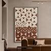 Moderno minimalista nórdico marrón retro geométrico abstracto sala de estar núcleo pintura decorativa sala de estar sofá fondo pintura pintura sobre lienzo