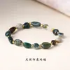 Design Original de Pulseira de Pedra Natural Irregular com Contas Assimétricas para Mulheres, Cristal de Cabelo Colorido de Nicho de Verão e Pedras Trituradas Irregulares