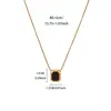 Collar de Acero Inoxidable Europeo y Americano para Mujer Oro 18K Geométrico Simple Sentido de Alta Calidad Cuadrado Color Azúcar Colgante de Zircón No Se Desvanecerá Cadena de Clavícula