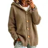 Cardigã com capuz de quatro botões, novo estilo outono/inverno, cor sólida, malha feminina casual e moderna