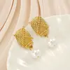 Pendientes Colgantes de Perla Dorados de Moda Lele Jewelry Estilo Sencillo para el Trabajo Pendientes de Alta Gama para Mujer