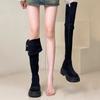 Botas Longas Estilo Coreano de Solado Grosso 2025 Primavera Novidade Retro Acima do Joelho Versátil Dobrável Moda Dois Usos Botas de Salto