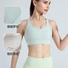 Sutiã Esportivo Feminino de Malha Respirável Tamanho Grande Canelado Peça Única Bojo Fino Fixo Corrida Yoga Fitness Colete Sutiã