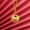 En Stock Entrega Rápida Nuevo Colgante de Fortuna Carácter Dorado Estilo Chino, Colgante de Paz, Accesorio de Collar de Moda Estilo Antiguo para Hombres y Mujeres