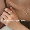Anel Feminino Aberto Ajustável Prata Esterlina S925 Design Simples Coreano Joia de Alta Qualidade Onda Abstrata Versão Grande