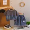 Conjunto de Verano para Niños Elegante para Bebé Verano Casual Estilo Coreano Manga Corta Pantalones Cortos Conjunto de Dos Piezas Ropa para Bebés y Niños Pequeños