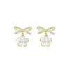Aretes de Flor de Lazo Diseño de Nicho de Alta Gama para Mujer Estilo Coreano Dulce Elegante Lujo Ligero Estilo Ins Aretes Aretes