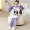 Conjunto de Pijama de Inverno Fofo de Desenho Animado para Crianças Médias e Grandes Novo Pijama de Flanela Quente para Meninas Temporada 2025