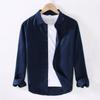 Camisa de Linho com Lapela e Manga Longa para Outono e Primavera Estilo Japonês Masculino Solta Moda Casual Camisa Branca Jaqueta de Sarja de Linho