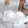 Sexy Camisola de Encaje sin Tirantes con Copas, Ajustable, Transpirable, Sin Costuras, Estilo Francés, Lencería de Moda