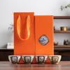 Taza de Té de Color Esmalte de Alta Calidad Taza Maestra de Cerámica Taza Individual para el Hogar Taza para Degustación de Té Taza Hexagonal de las Cuatro Estaciones Tazón de Té de Porcelana Blanca Caja de Regalo