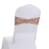 Alças com Lantejoulas Transfronteiriças Decoração de Casamento de Hotel Capa de Cadeira de Poliéster Flor na Costas da Cadeira Alças Elásticas Sem Laço Atacado