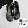 Zapatos Vintage Perforados con Abalorios de Alta Resistencia, Decoraciones de Flores Plateadas Perla, Hebillas de Zapato de Lujo y Accesorios para Zapatos de Ballet
