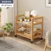 Estantería de madera maciza color nogal de pie para sala de estar, al lado del sofá, multicapa, carrito pequeño, dormitorio, estante de almacenamiento móvil