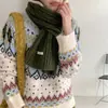 En stock al por mayor del fabricante: bufanda de punto trenzado para mujer de invierno con mezcla de lana, color liso, engrosada, versátil, estilo coreano