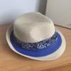 Sombrero de Paja Estilo Étnico Personalizado con Tela Tie-Dye, Sombrero de Sol para Viajes de Primavera y Verano, Moderno y Único con Ala Enrollada