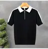 Camiseta de Punto con Cuello Lapel Estilo Ligeramente Maduro para Hombre, Suéter Delgado Transpirable de Manga Corta, Nuevo Top de Gama Alta para Hombre 2025